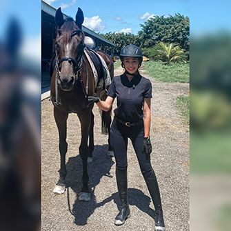 Mai Ty and Megan in riding gear